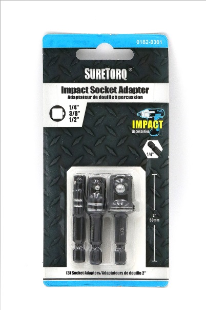 Suretorq - 0182-0301 - 3pcs Impact Socket Adapter 2 Card