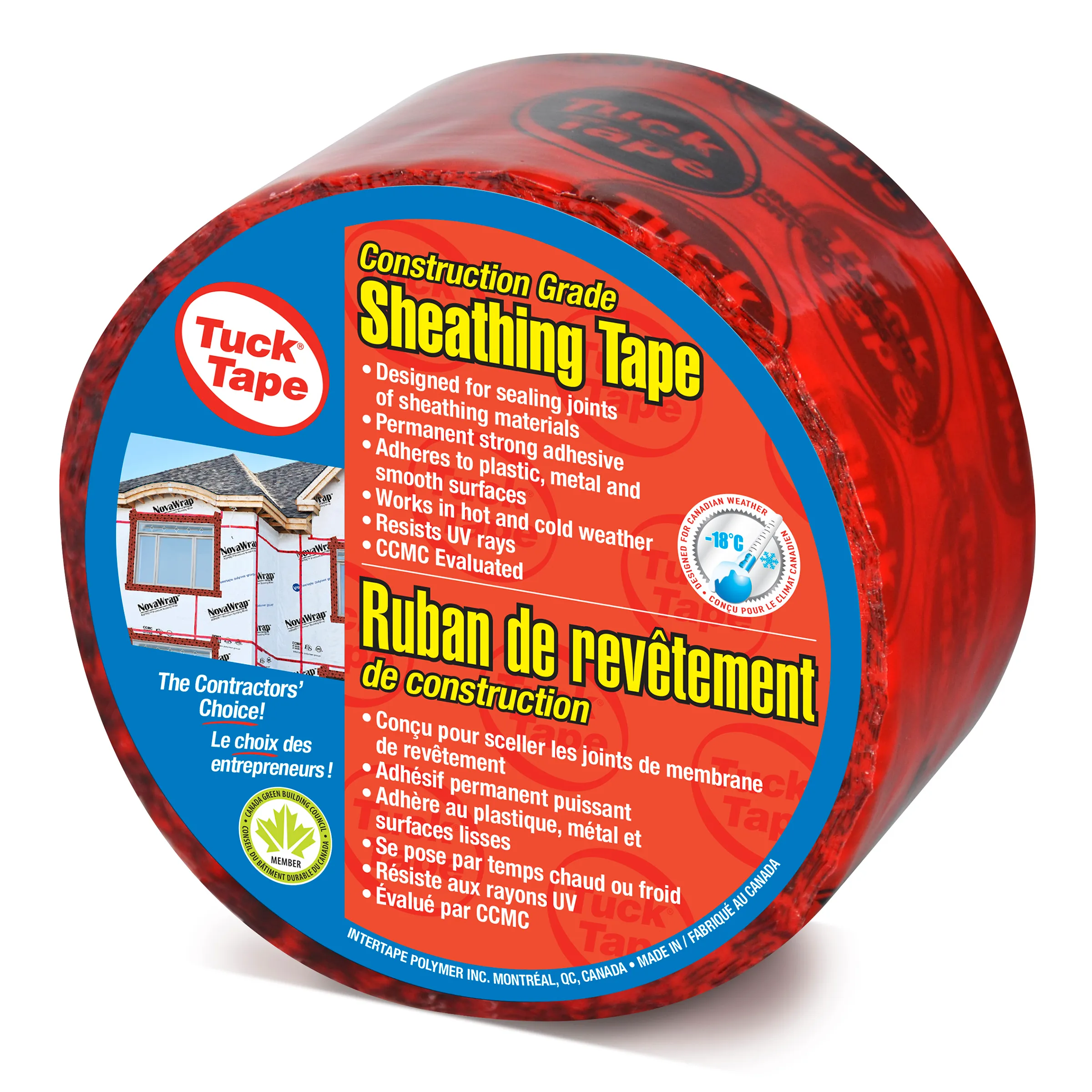 Cantech - Tuck Tape Contractors' Sheathing Tape Red - 20500 - 60mm x 55m
