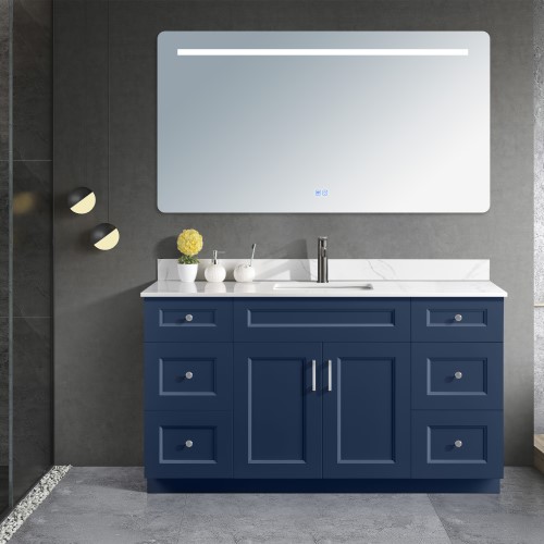 Vanity Prussian Blue 60" - Softclose Wood (Single Sink)