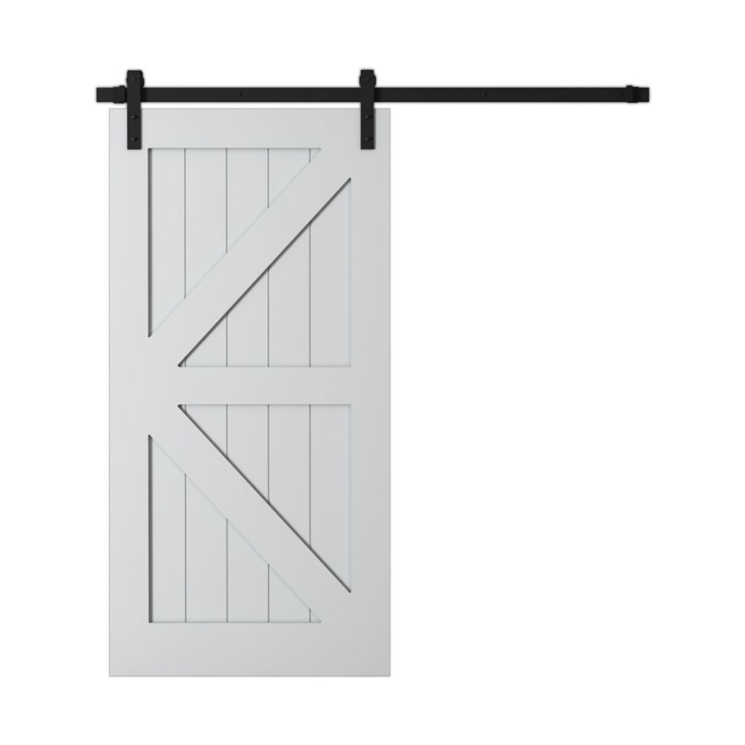 2 Panel White Primed Barn Door (K-Style) - 36" x 84"