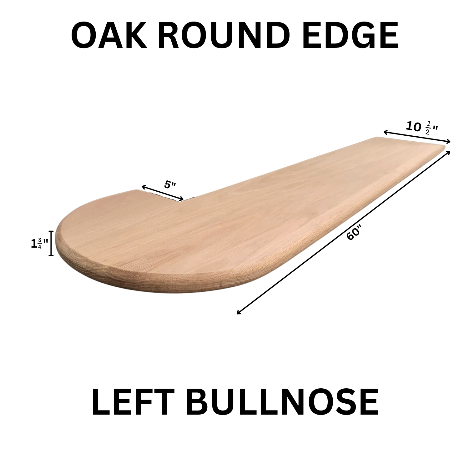 Red Oak Round Edge Tread Bullnose Left ORET-BL