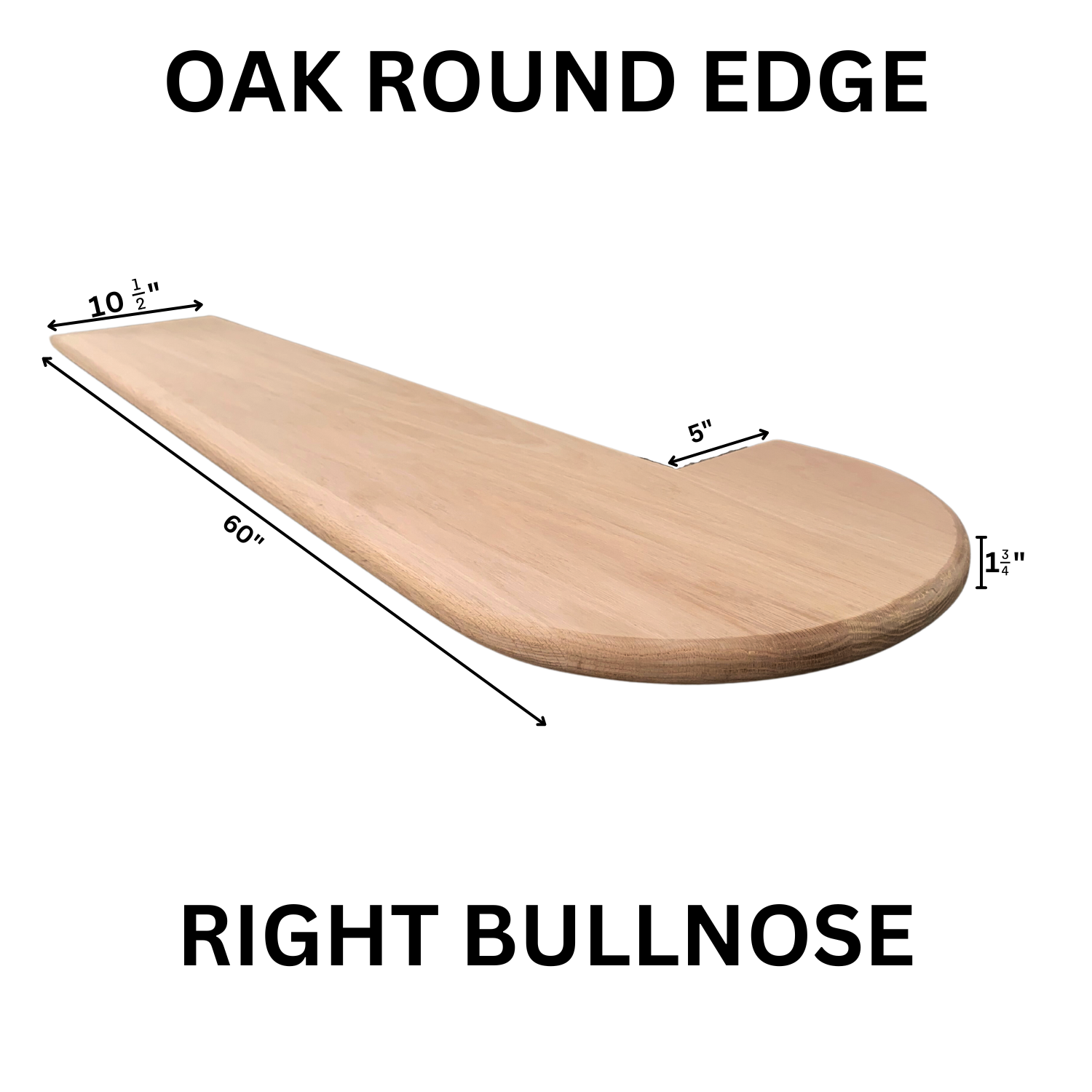 Red Oak Round Edge Tread Bullnose Right ORET-BR