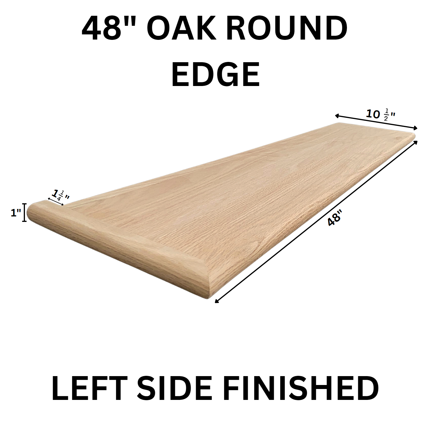Red Oak Round Edge Tread 48 Left ORETL-48