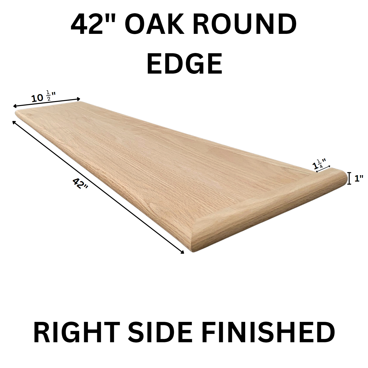 Red Oak Round Edge Tread 42 Right ORETR-42