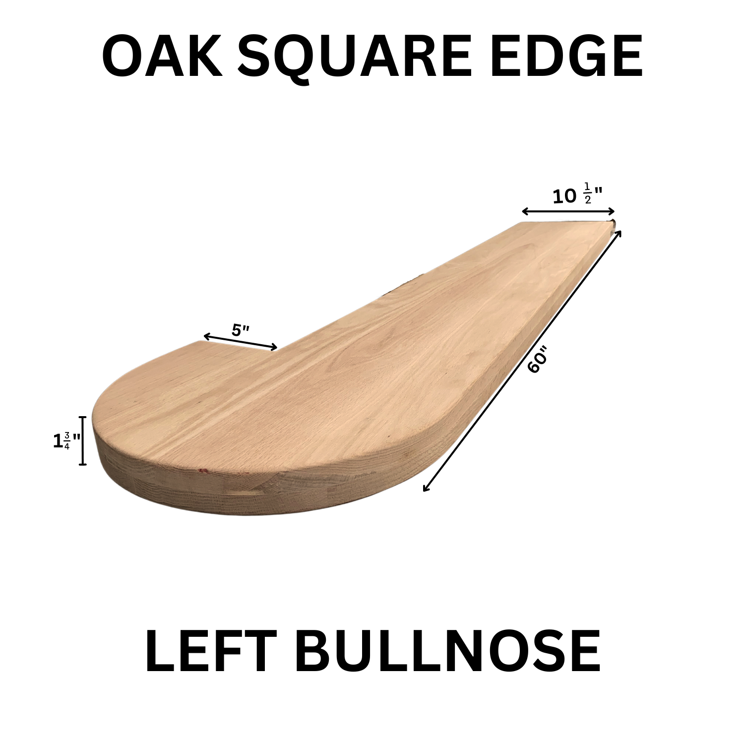 Red Oak Square Edge Tread Bullnose Left OSET-BL