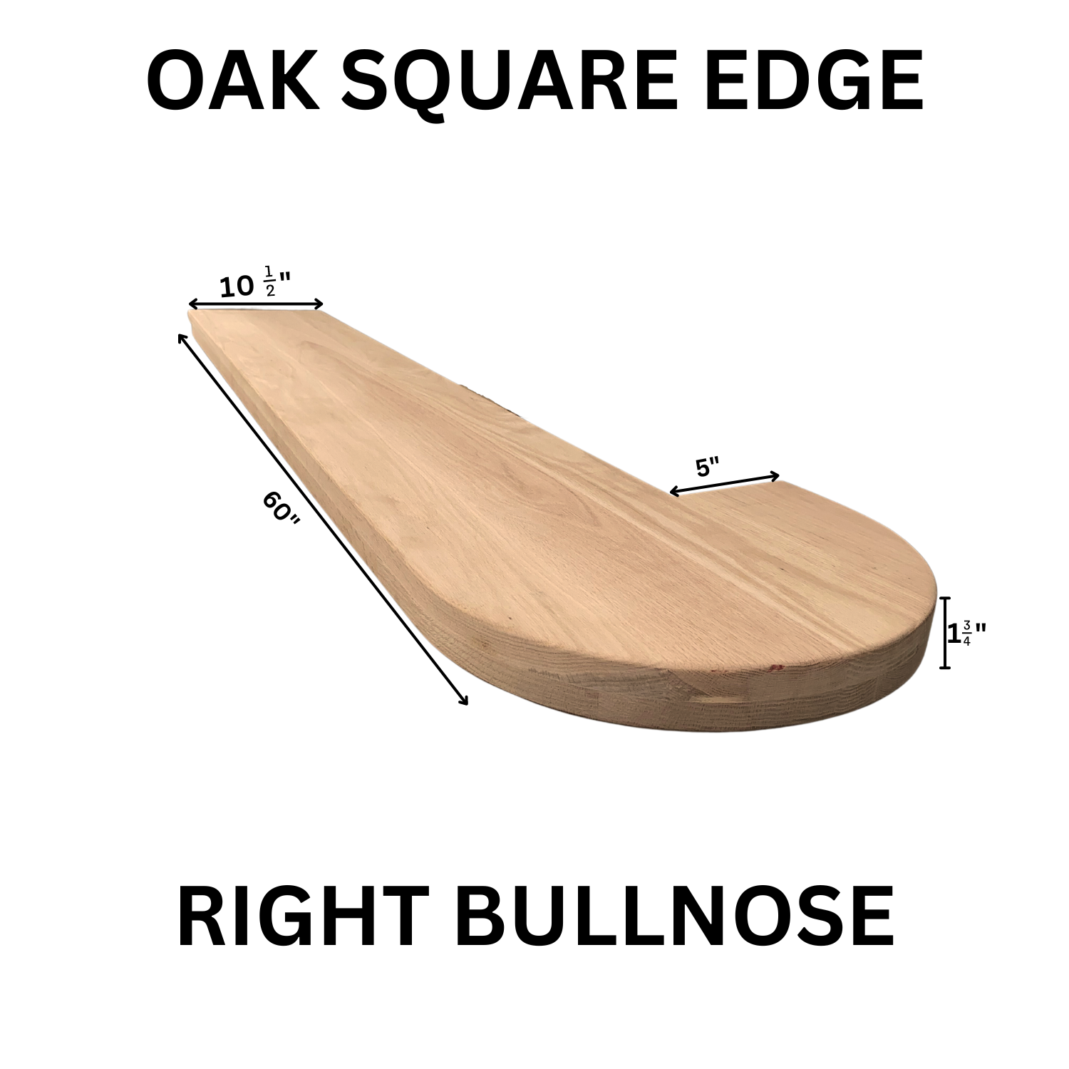 Red Oak Square Edge Tread Bullnose Right OSET-BR