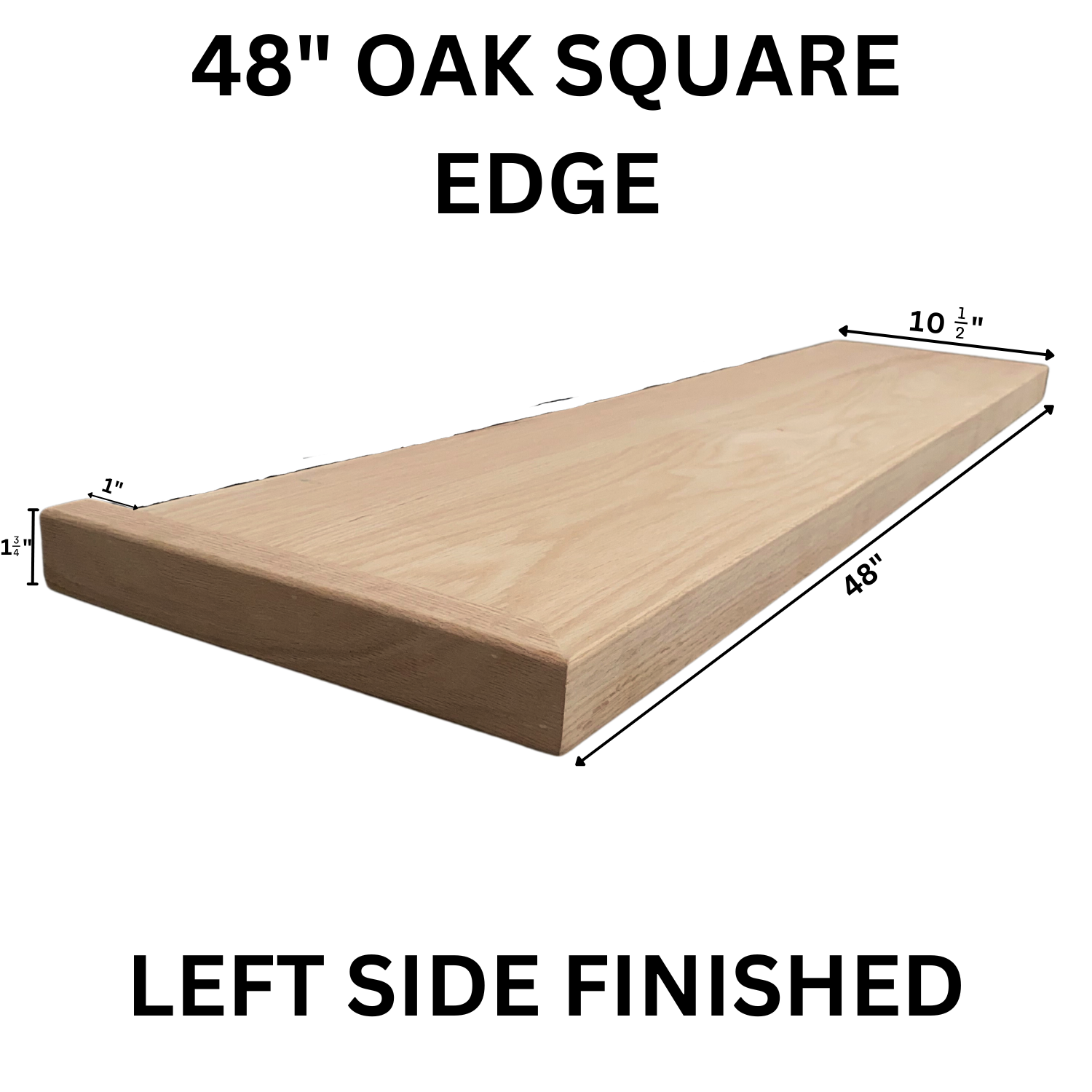 Red Oak Square Edge Tread 48 Left OSETL-48