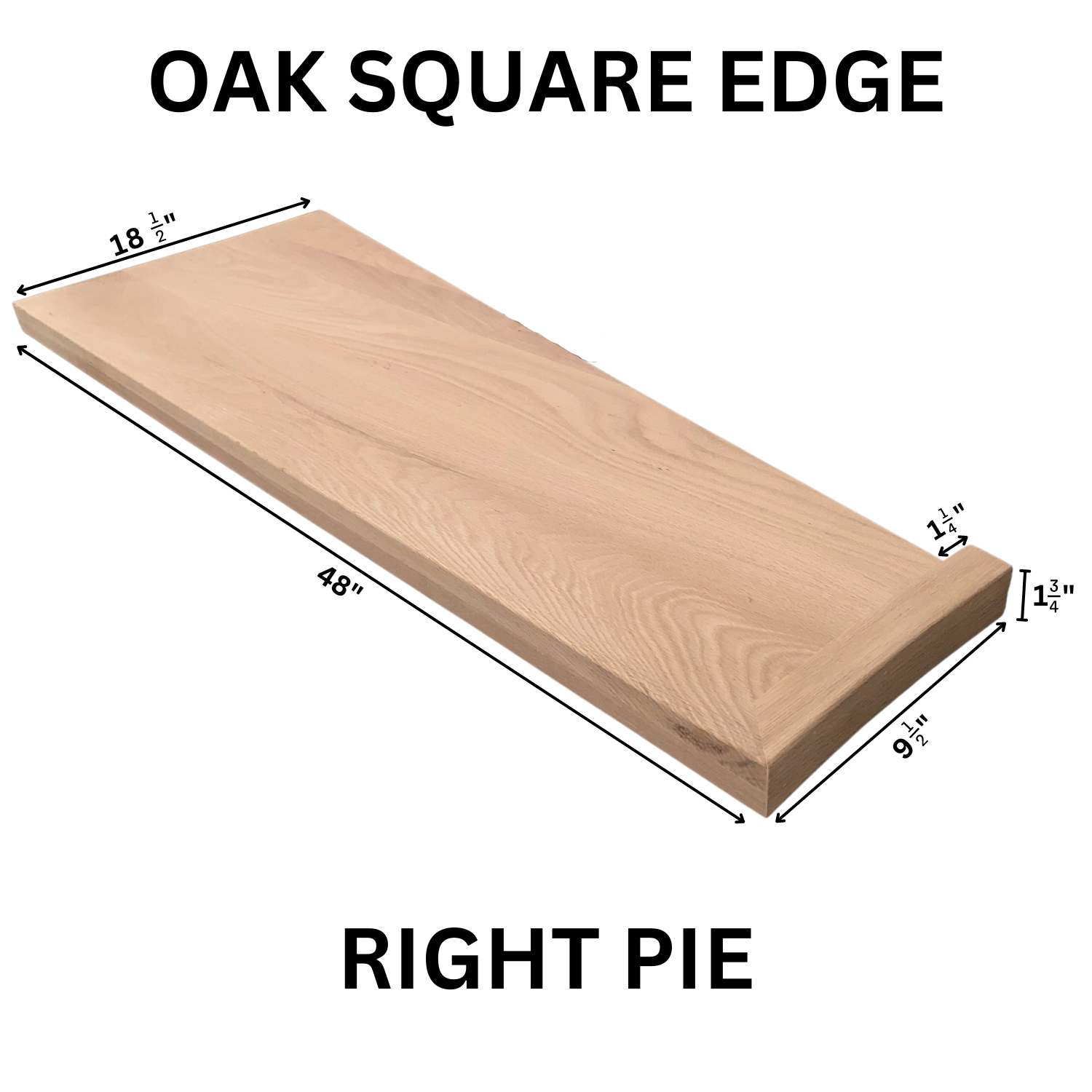 Red Oak Square Edge Tread Pie Right OSET-PR