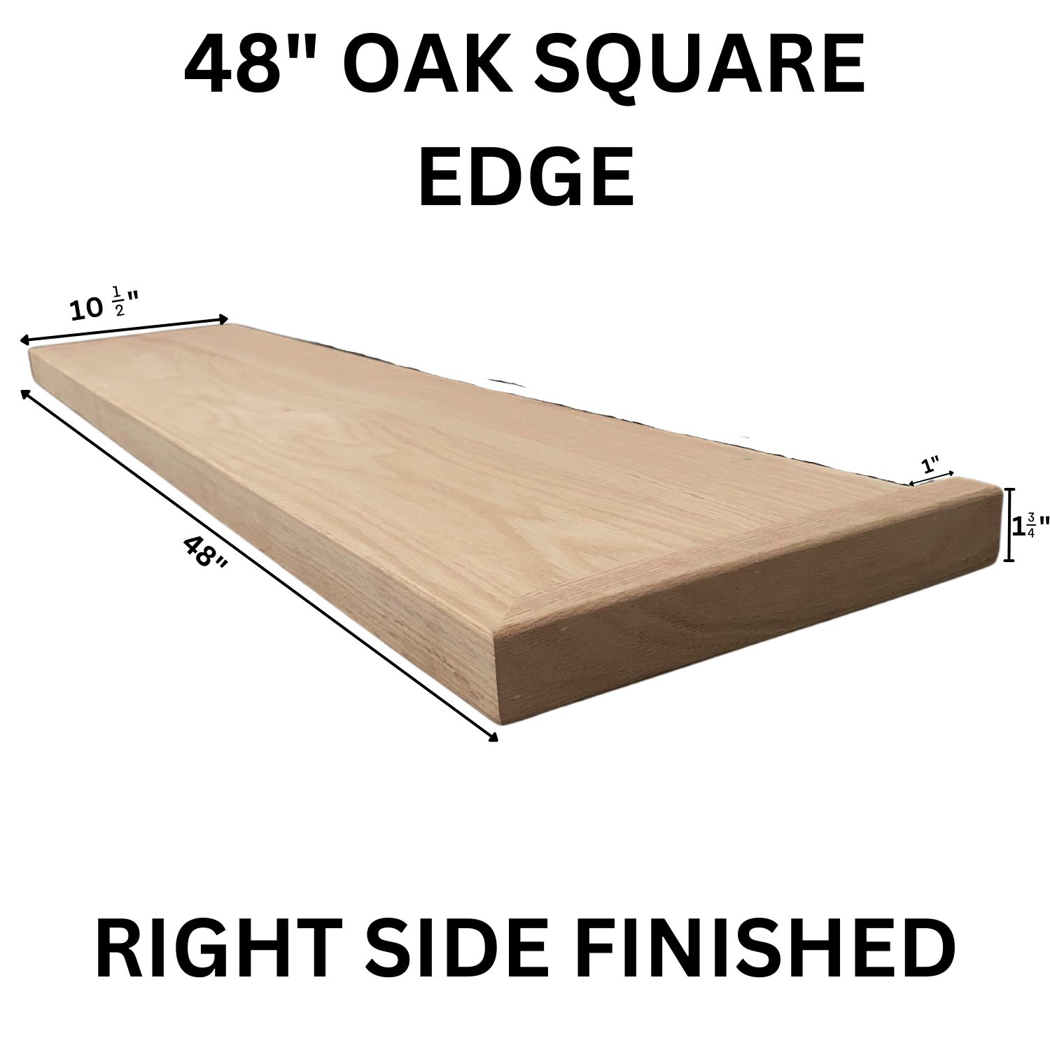 Red Oak Square Edge Tread 48 Right OSETR-48