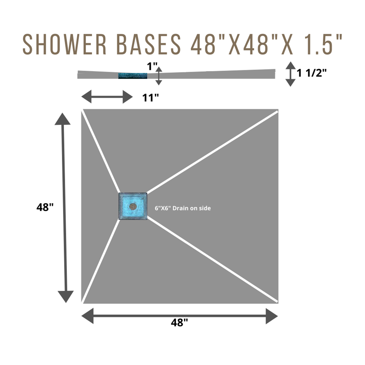 Shower Base 4x4 SIDE 6 x 6