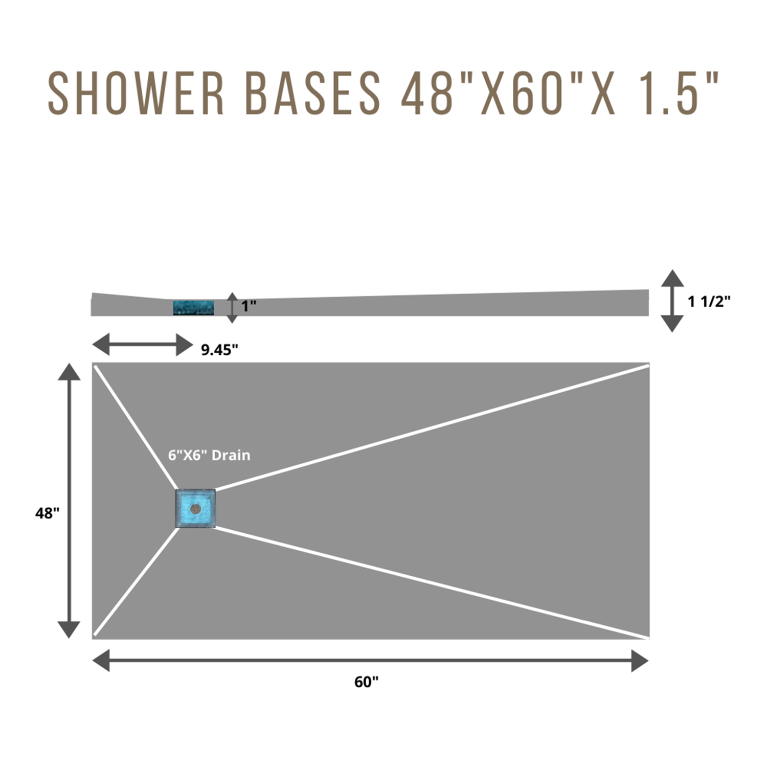 Shower Base 4x5 SIDE 6 x 6