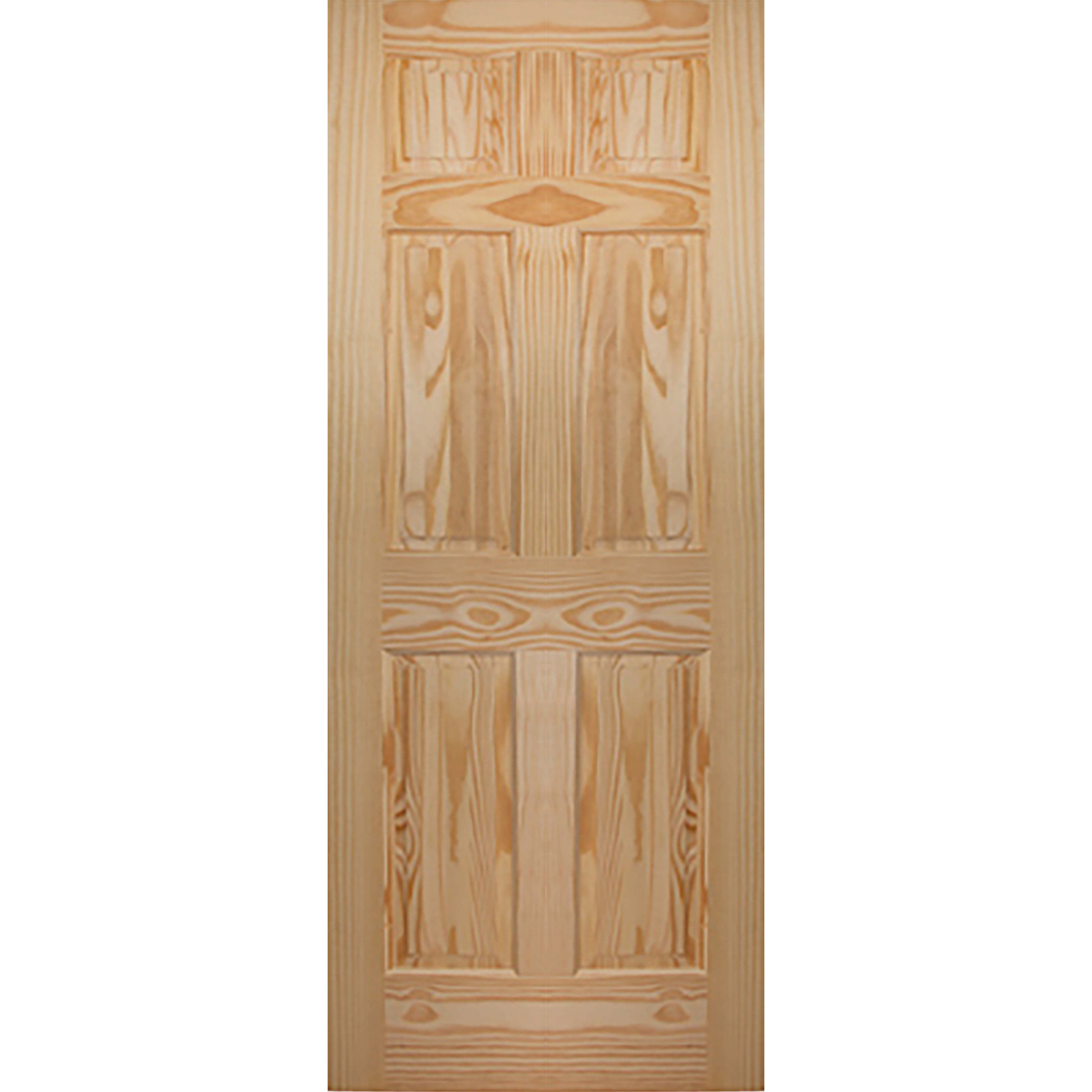 6 Panel 32 x 80 x 1 3/8 - Knotty Pine Door Raised
