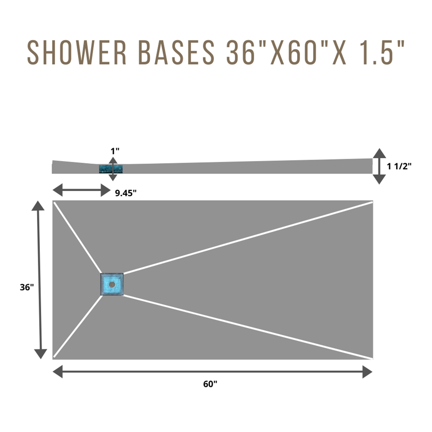 Shower Base 3x5 SIDE 6 x 6