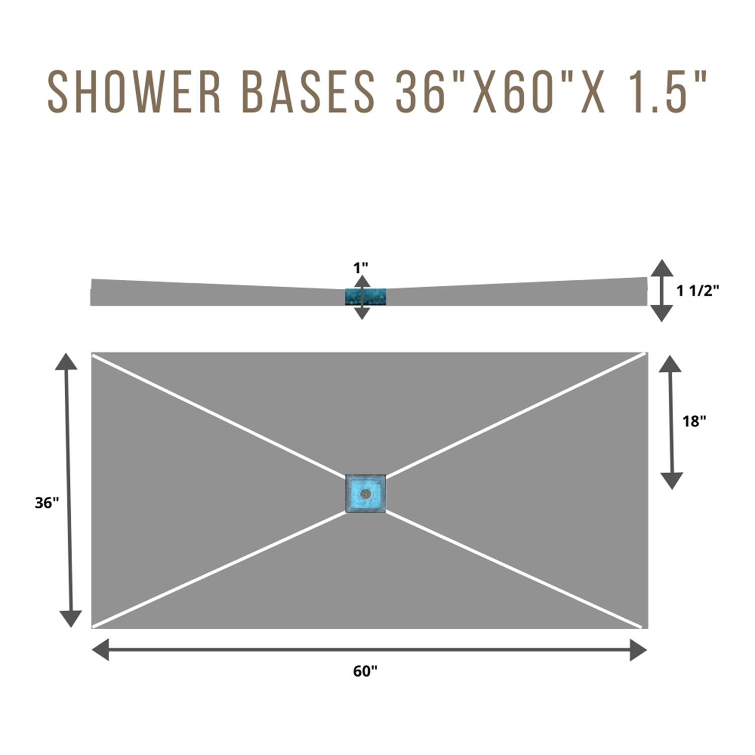 Shower Base 3x5 CENTRE 6 x 6