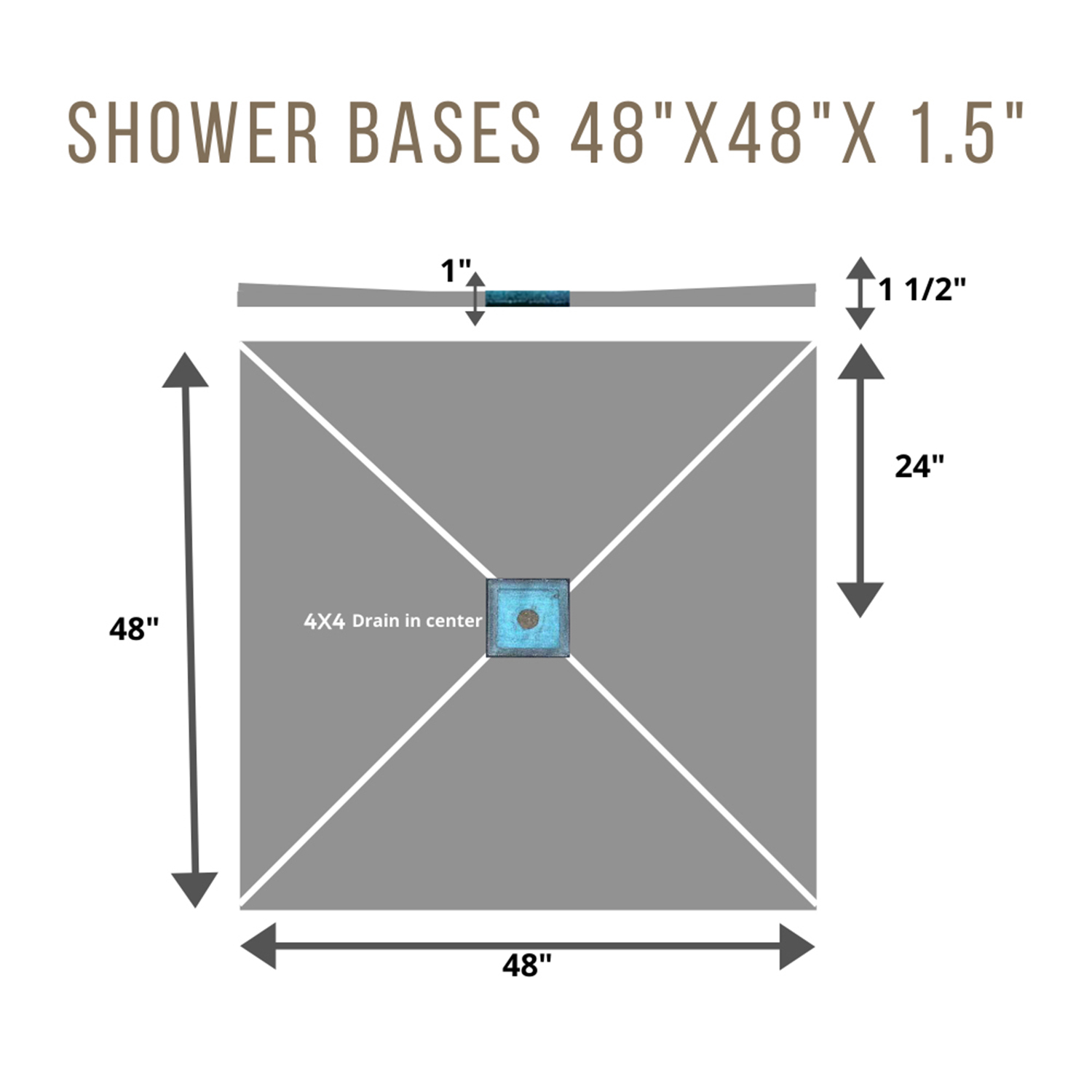 Shower Base 4x4 CENTRE 4 x 4