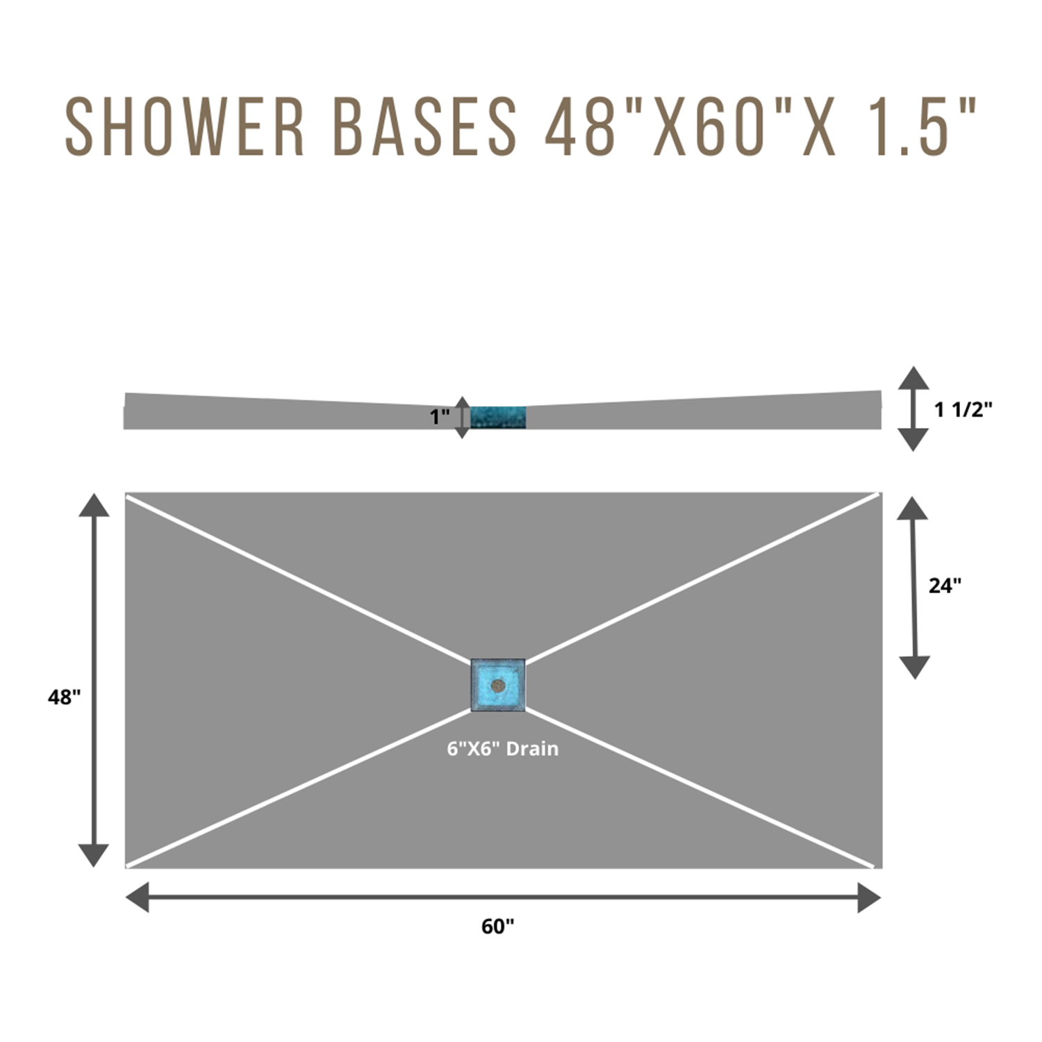 Shower Base 4x5 CENTER 6 x 6