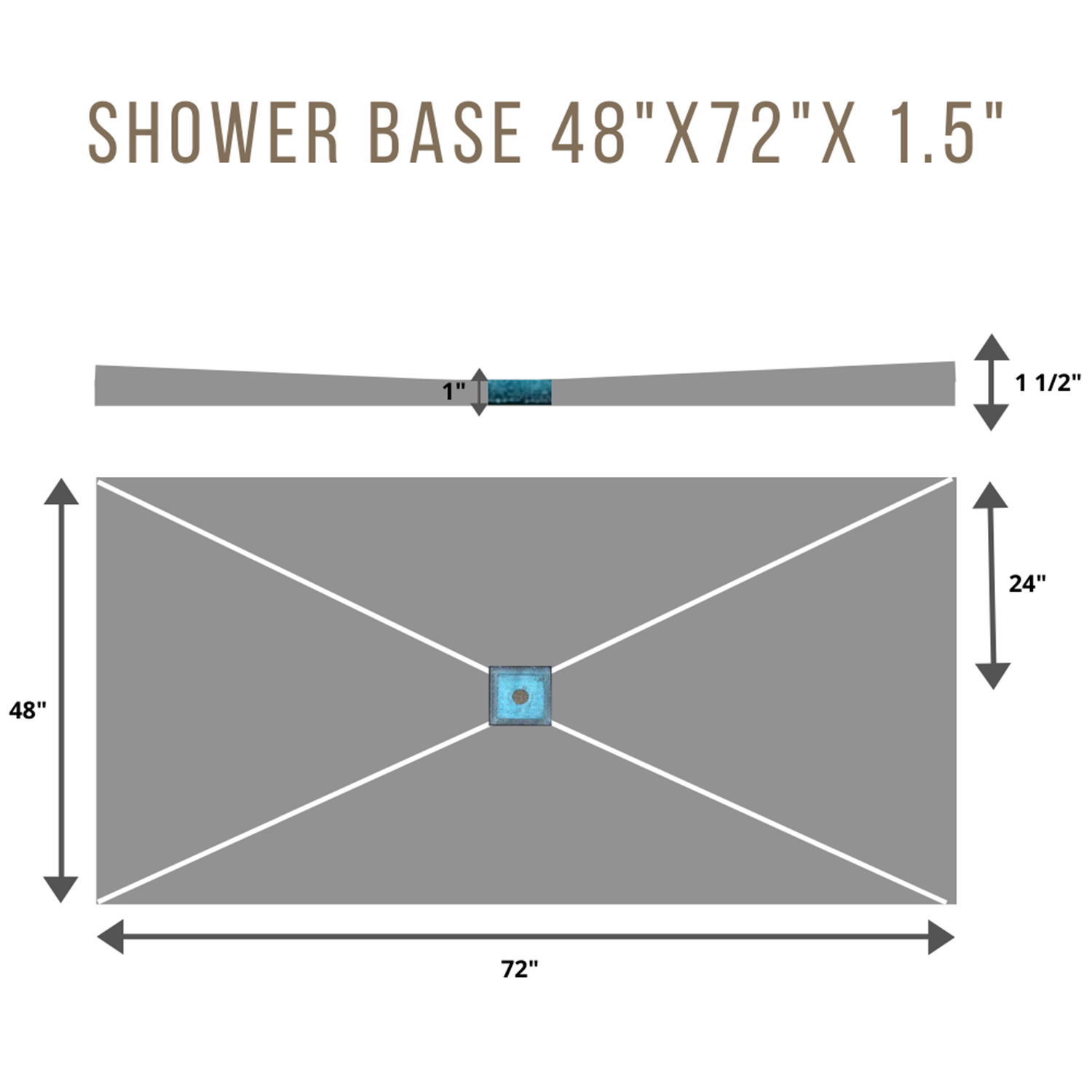 Shower Base 4x6 CENTRE 6 x 6