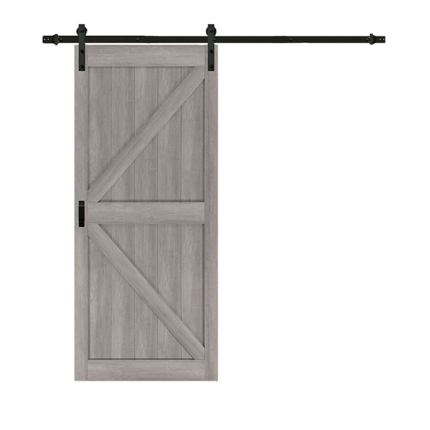 2 Panel Grey Barn Door (K-Style) - 36" x 84"
