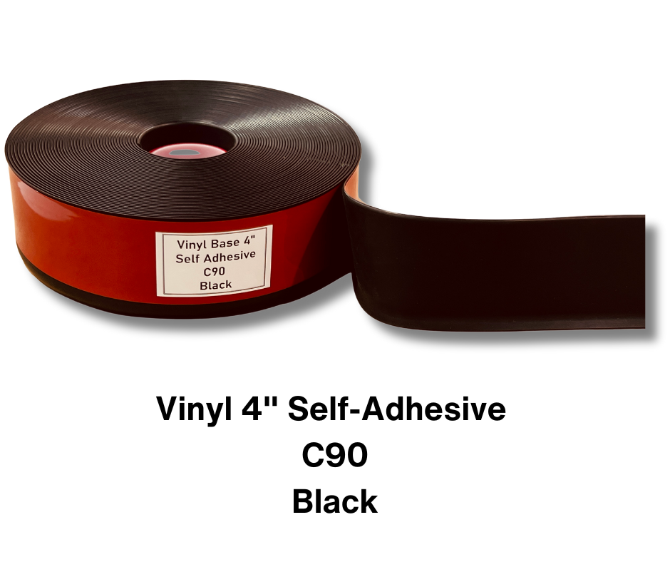 Vinyl Base 4" x 1/8" x 100' Self Adhesive - C90 - Black