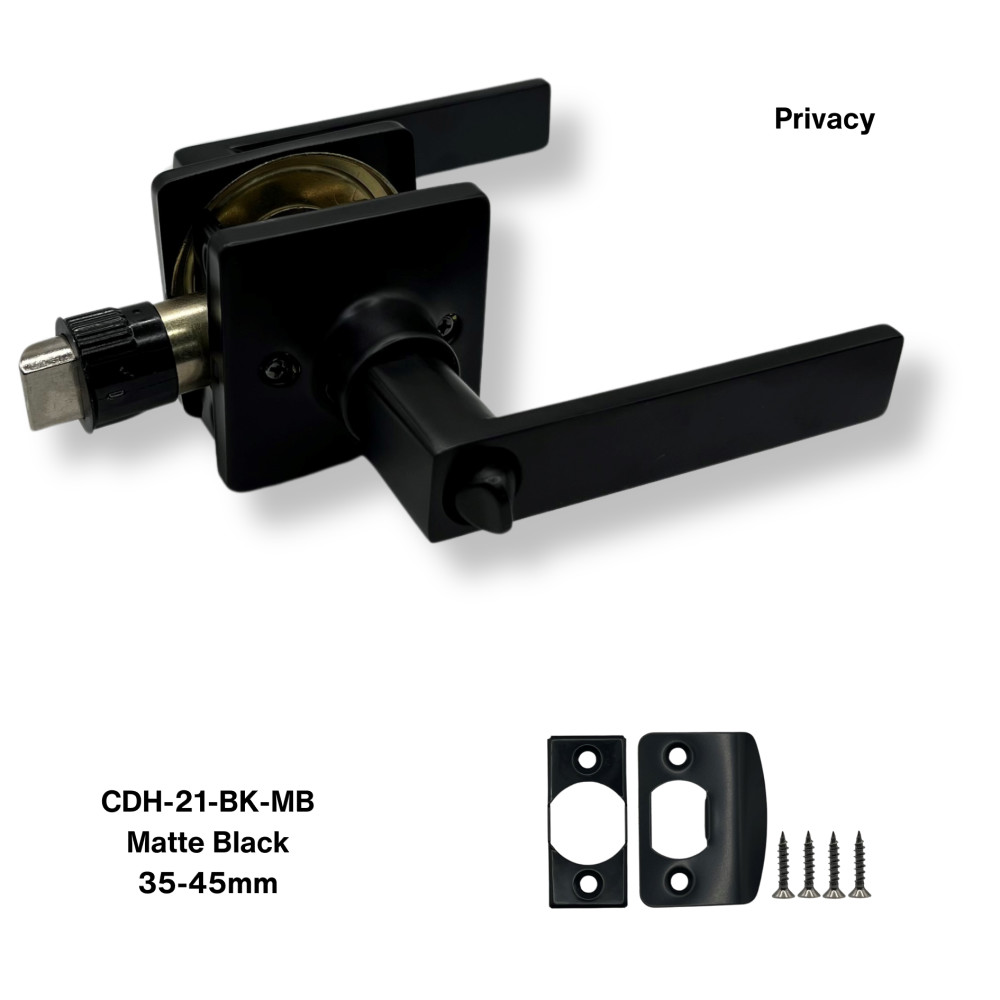 PorteGuard Door Handle - Privacy Lever Set - Matte Black- CDH-21-BK-MB