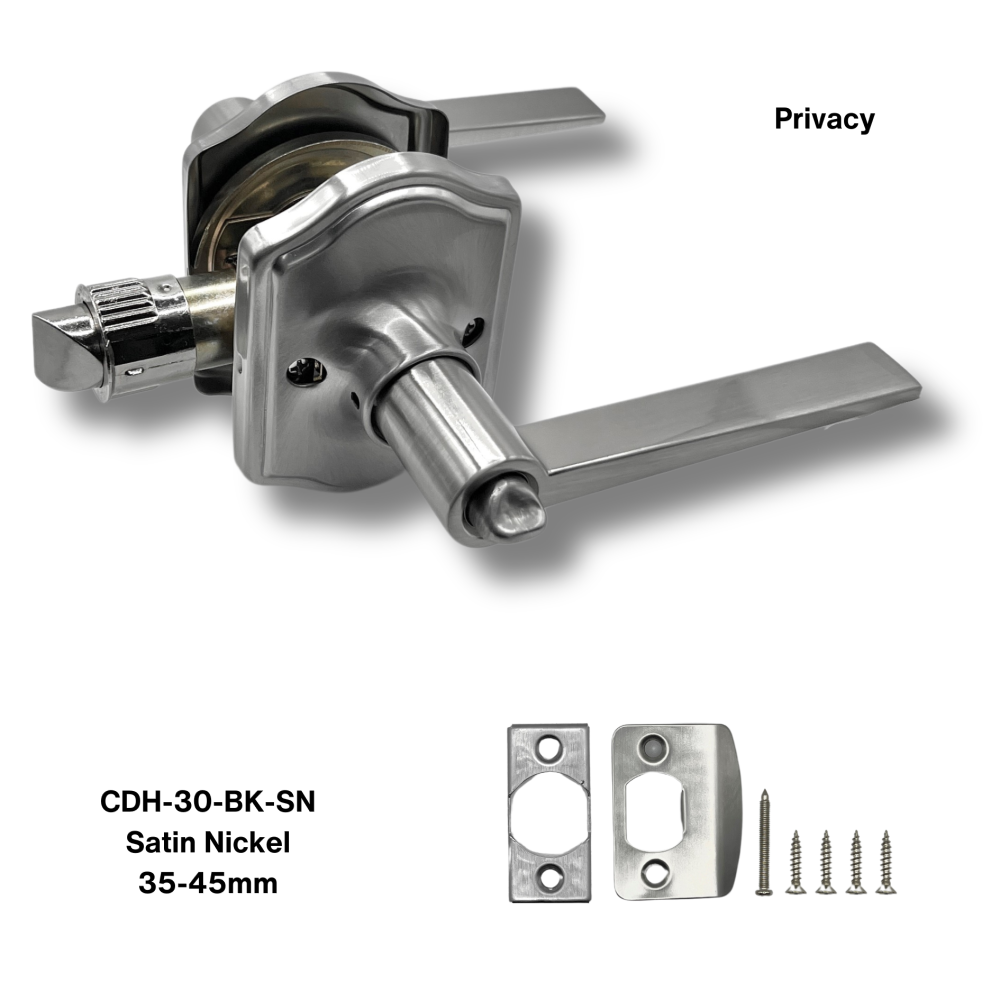 PorteGuard Door Handle - Privacy Lever Set - Satin Nickel - CDH-30-BK-SN