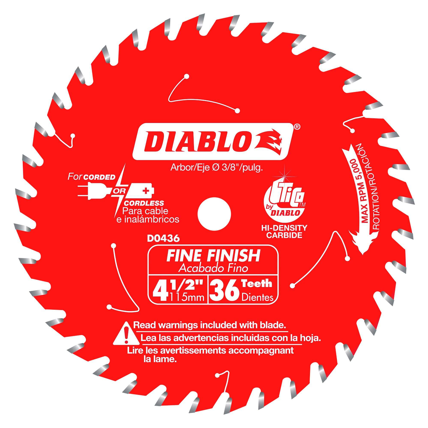 Diablo 4-3/8" x 36T x 20mm Wood Blade D0436X