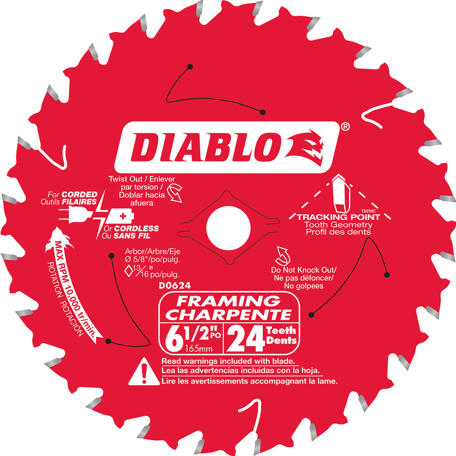 Diablo Small Diameter Framing Circular Saw Blade 6 1/2 x 24 Teeth - D0624A