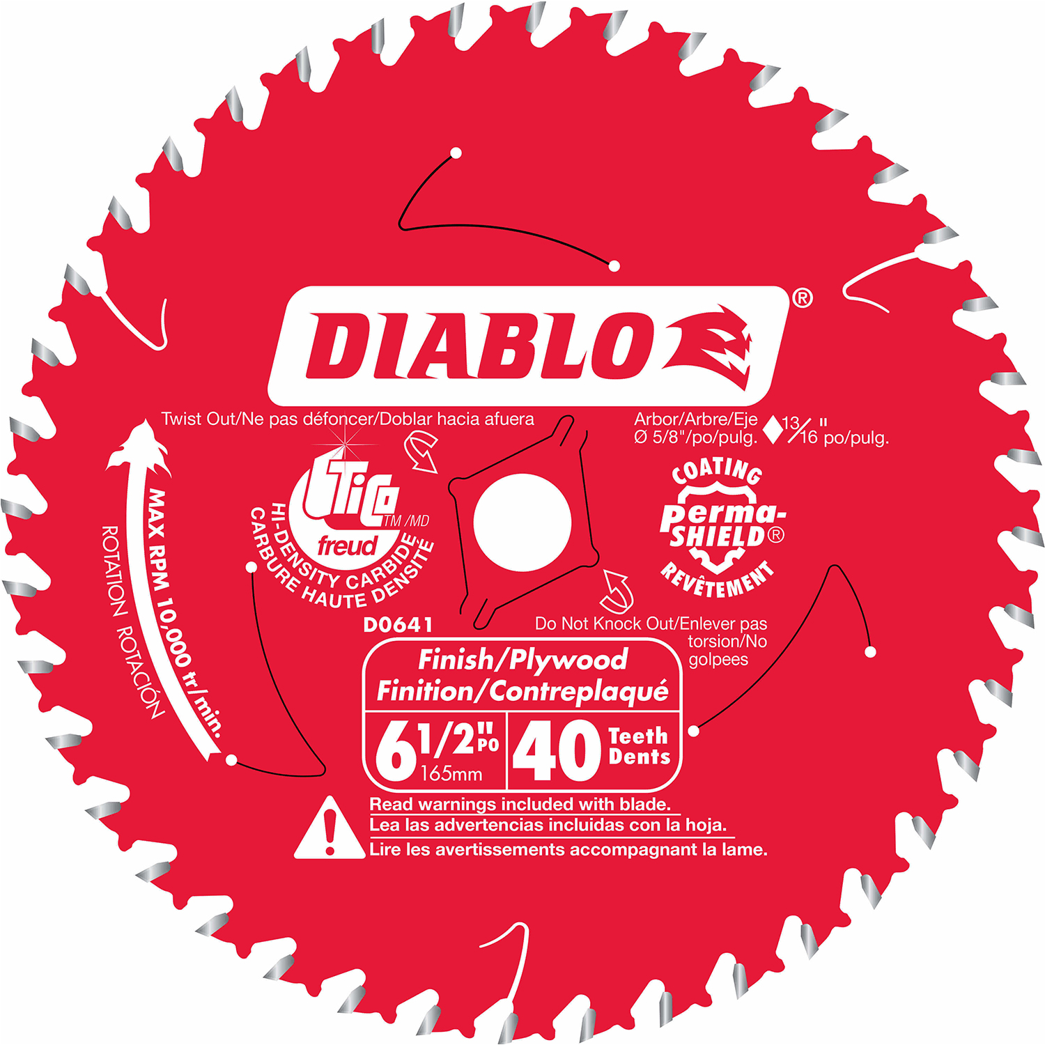Diablo Small Diameter Finishing Circular Saw Blade 6 1/2 x 40 Teeth - D0641A