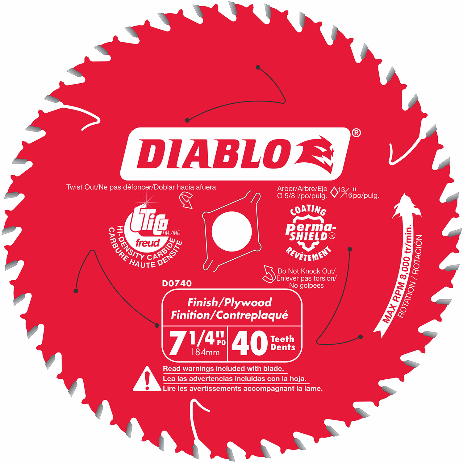 Diablo Small Diameter Finishing Circular Blade - 7 1/4 x 40 Teeth - D0740A