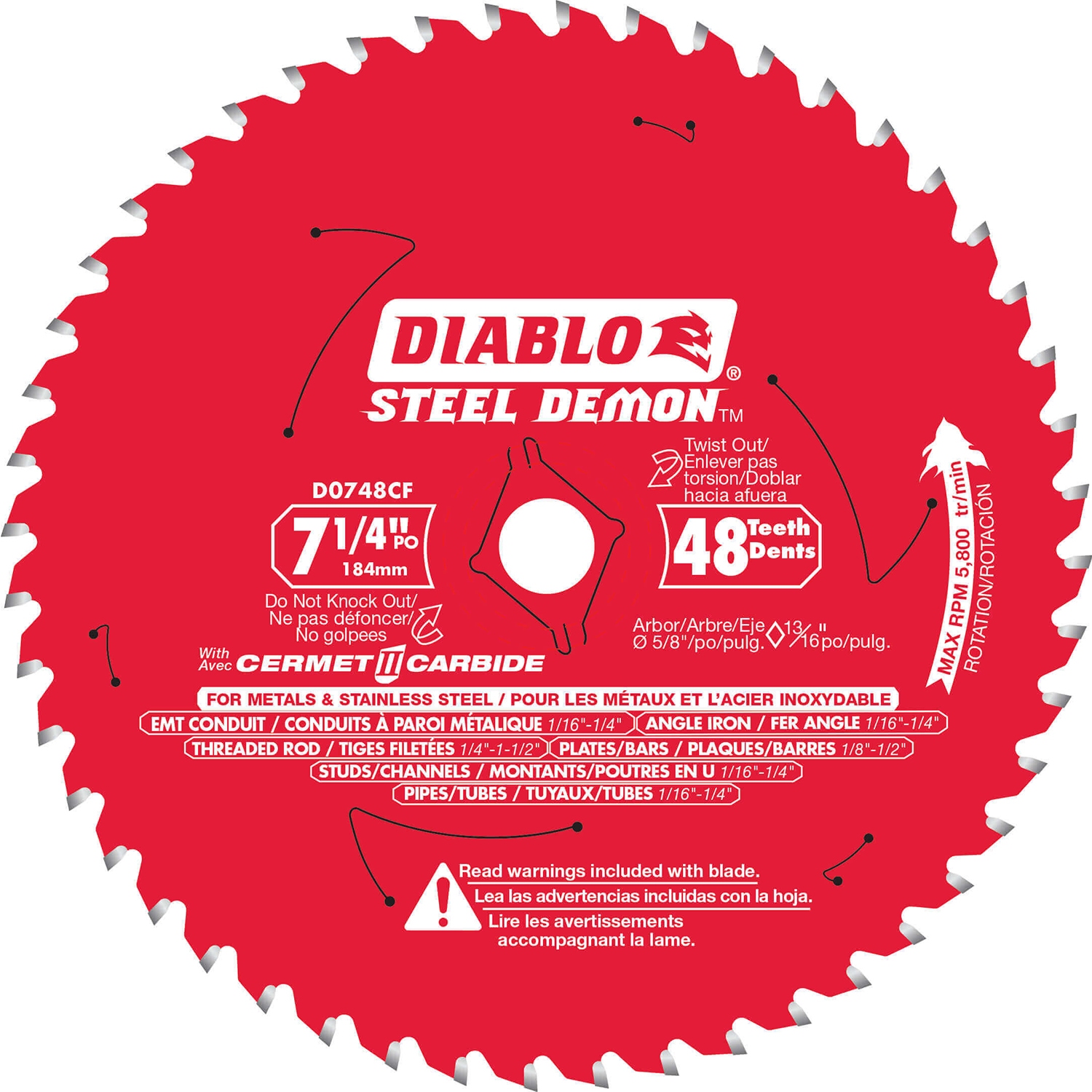 Diablo Metal And Stainless Steel Cutting Blade 7 1/4 - 48 Teeth - D0748CFX