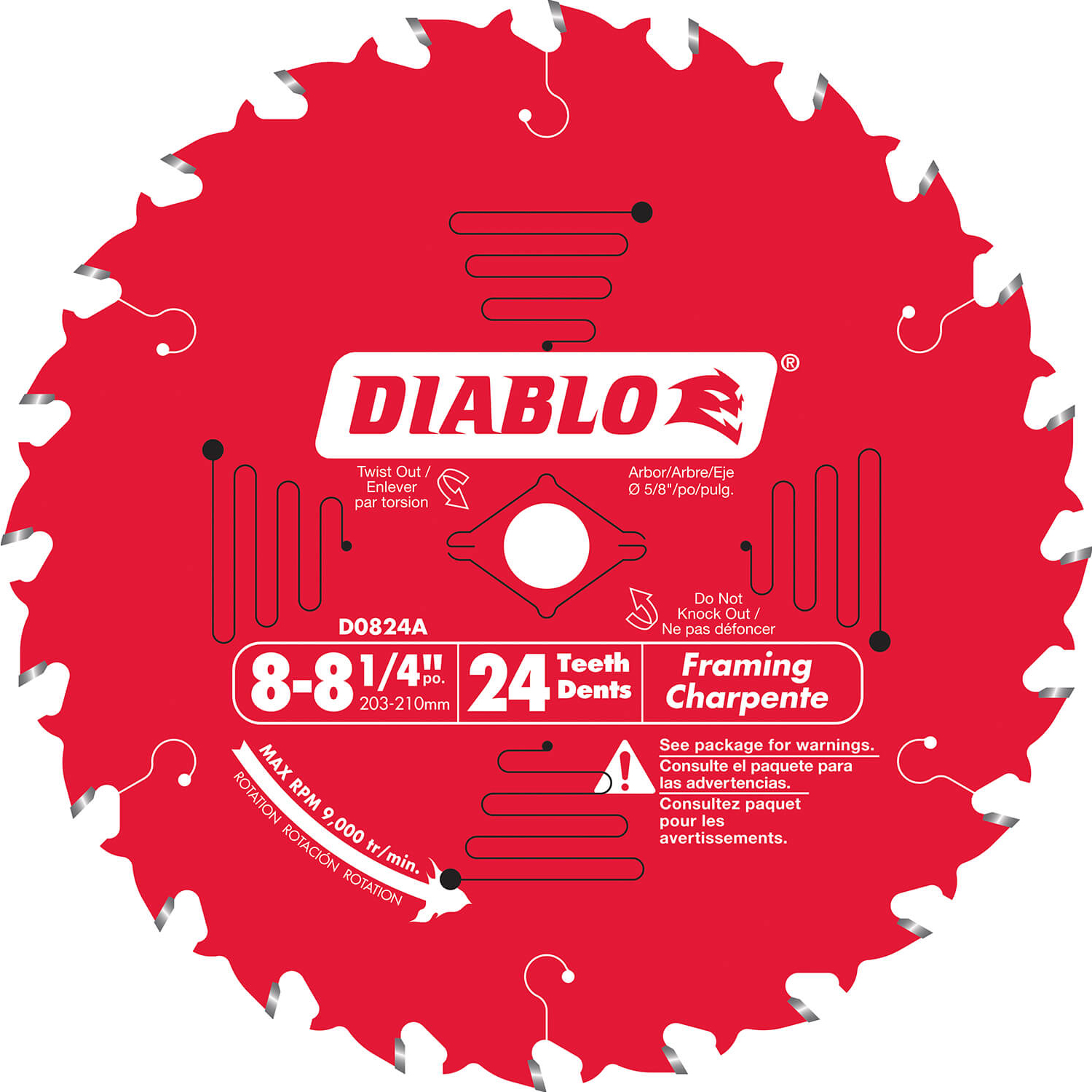 Diablo 8.25 x 24 Teeth Small Diameter Framing Circular Saw Blade - D0824X