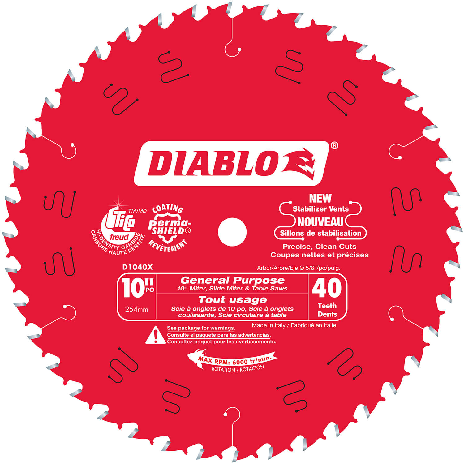 Diablo Large Diameter Circular Blade 10 x 40 Teeth - D1040X