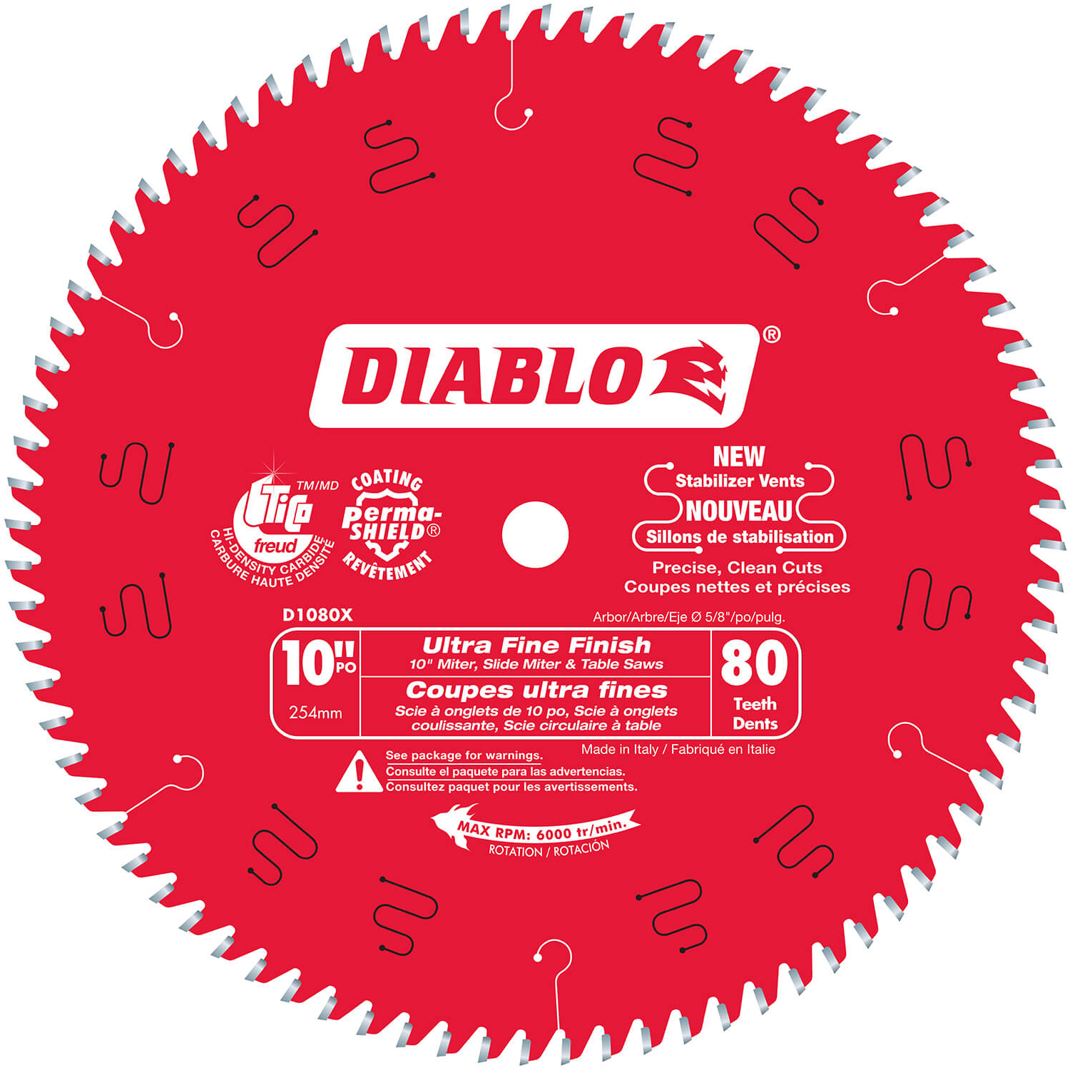 Diablo Large Diameter Circular Blade 10 x 80 Teeth - D1080X