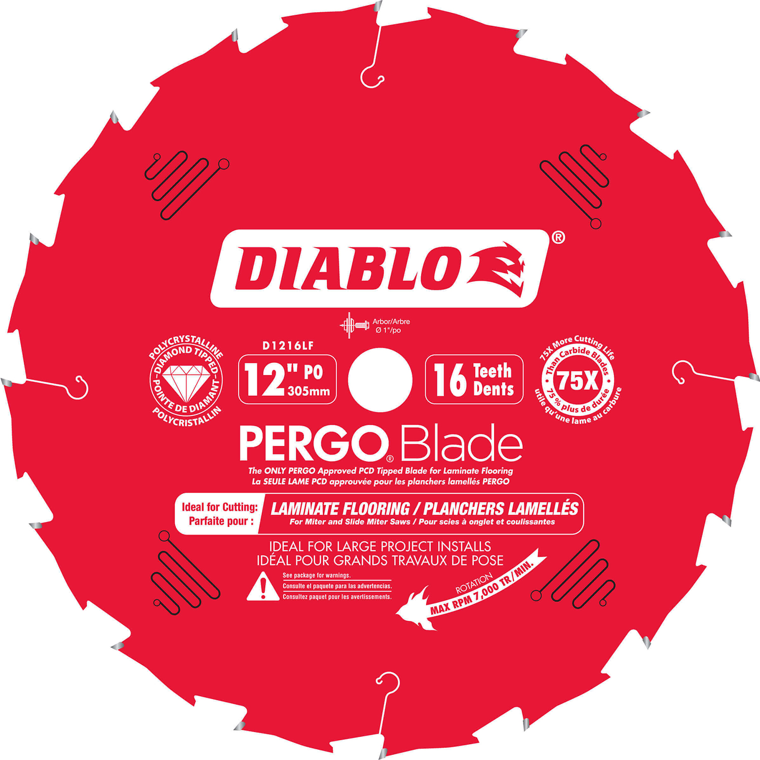 Diablo PCD Tipped Chop Saw Blade 12 x 16 Teeth - D1216LF