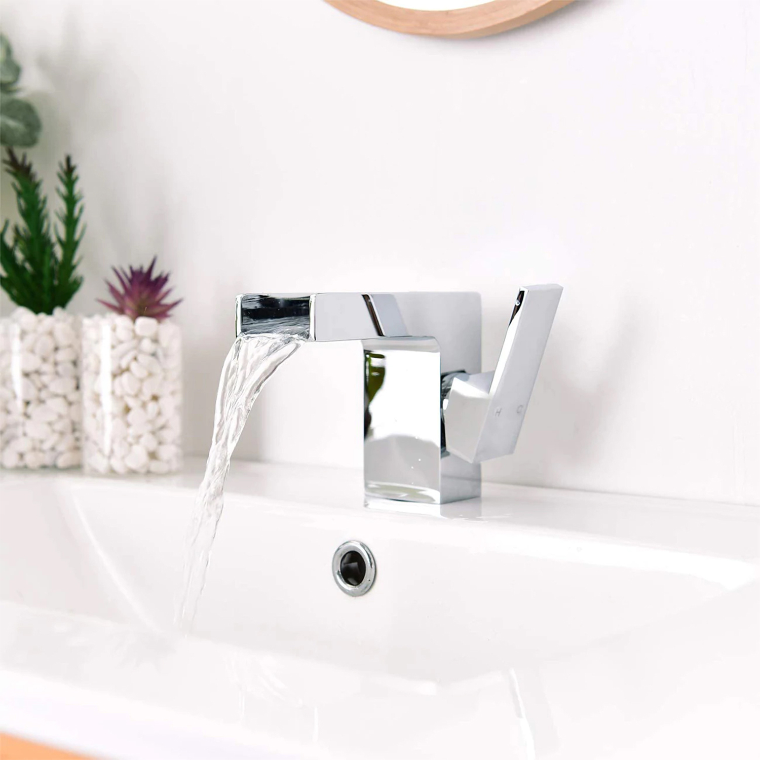 Kodaen F11101CP Polished Chrome Single Handle Waterfall Lavatory Faucet