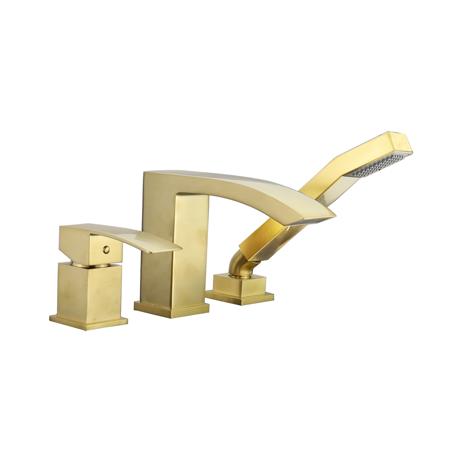 Kodaen F33103BG Three Holes Deck Mounted Bathtub Faucet - Brushed Gold