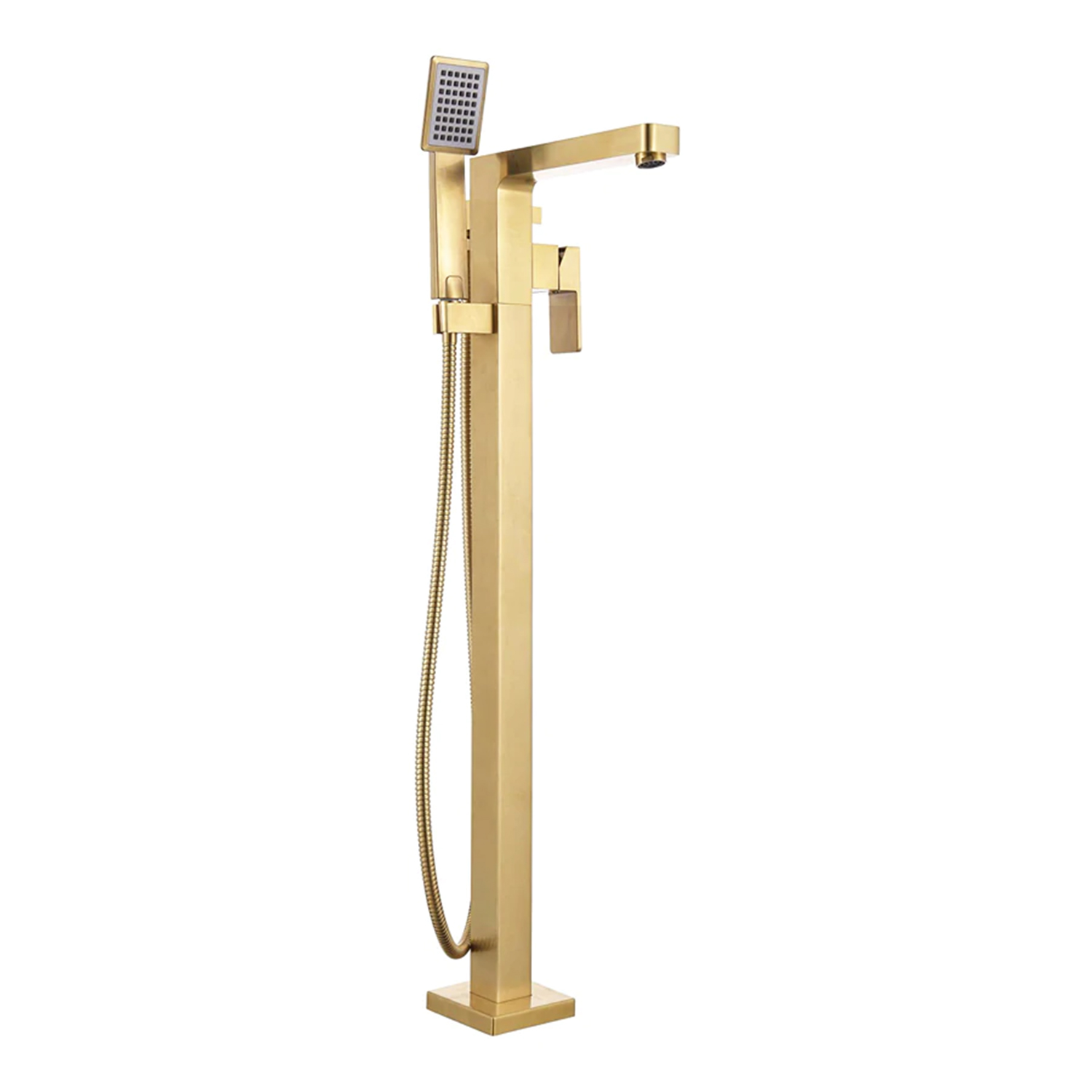 Kodaen F71108BG Brushed Gold Square Free Standing Bath Tub Faucet