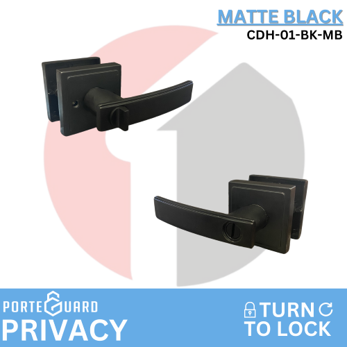 PorteGuard Door Handle - Heavy Duty Privacy Lever Set - Matte Black - CDH-01-BK-MB