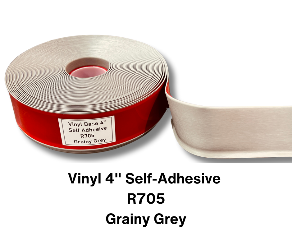 Vinyl Base 4" x 1/8" x 100' Self Adhesive - R705 - Grainy Grey