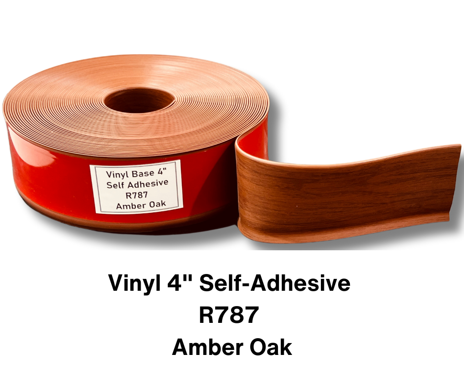 Vinyl Base 4" x 1/8" x 100' Self Adhesive - R787 - Amber Oak