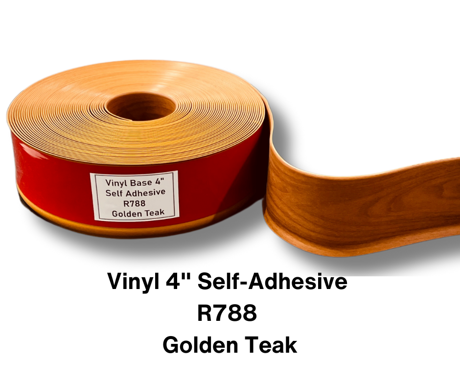 Vinyl Base 4" x 1/8" x 100' Self Adhesive - R788 - Golden Teak