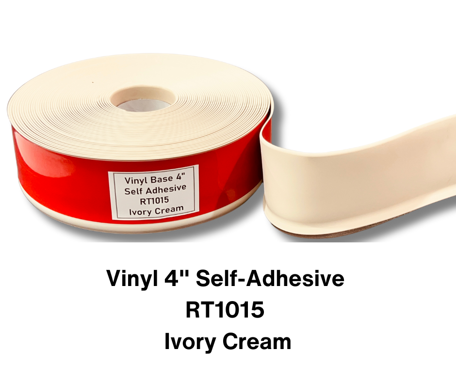 Vinyl Base 4" x 1/8" x 100' Self Adhesive - RT1015 - Ivory Cream