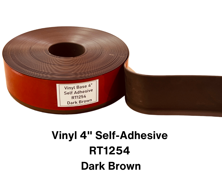 Vinyl Base 4" x 1/8" x 100' Self Adhesive - RT1254- Dark Brown