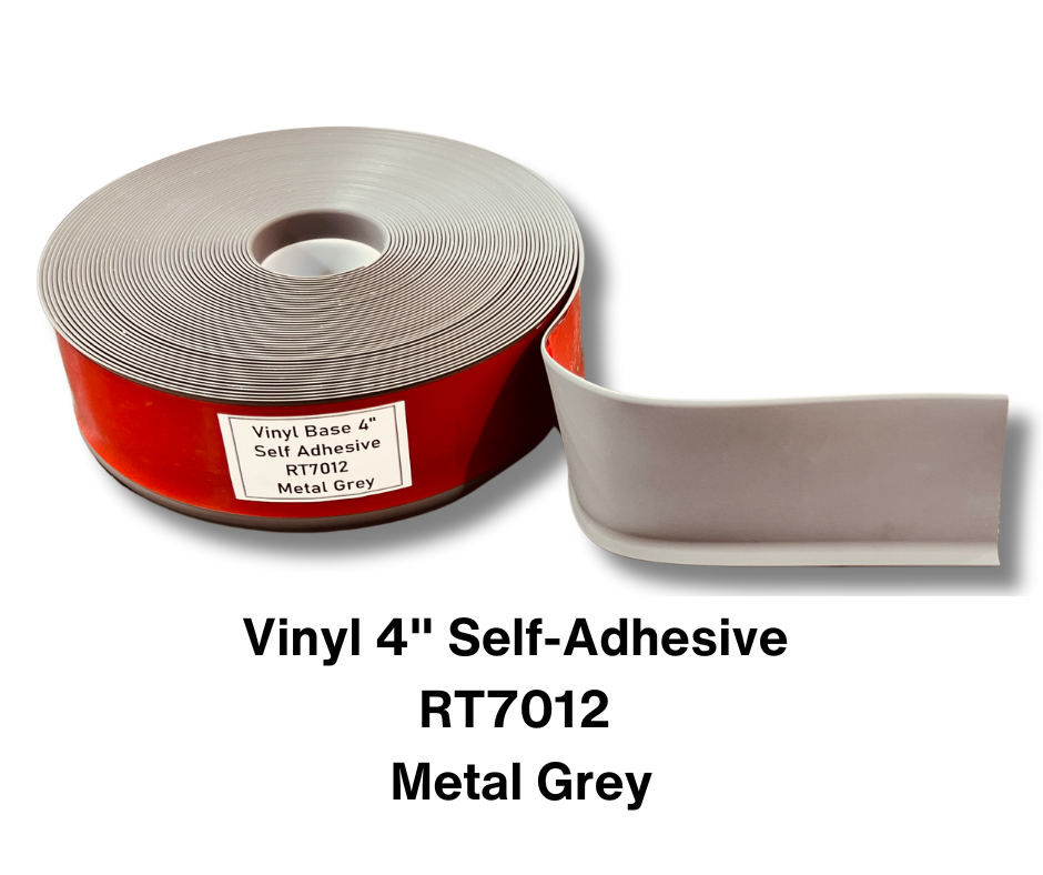 Vinyl Base 4" x 1/8" x 100' Self Adhesive - RT7012 - Metal Grey