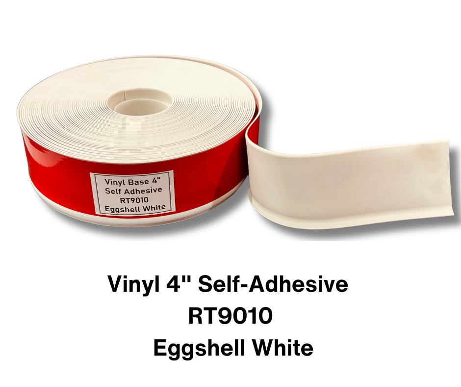 Vinyl Base 4" x 1/8" x 100' Self Adhesive - RT9010 - Eggshell White