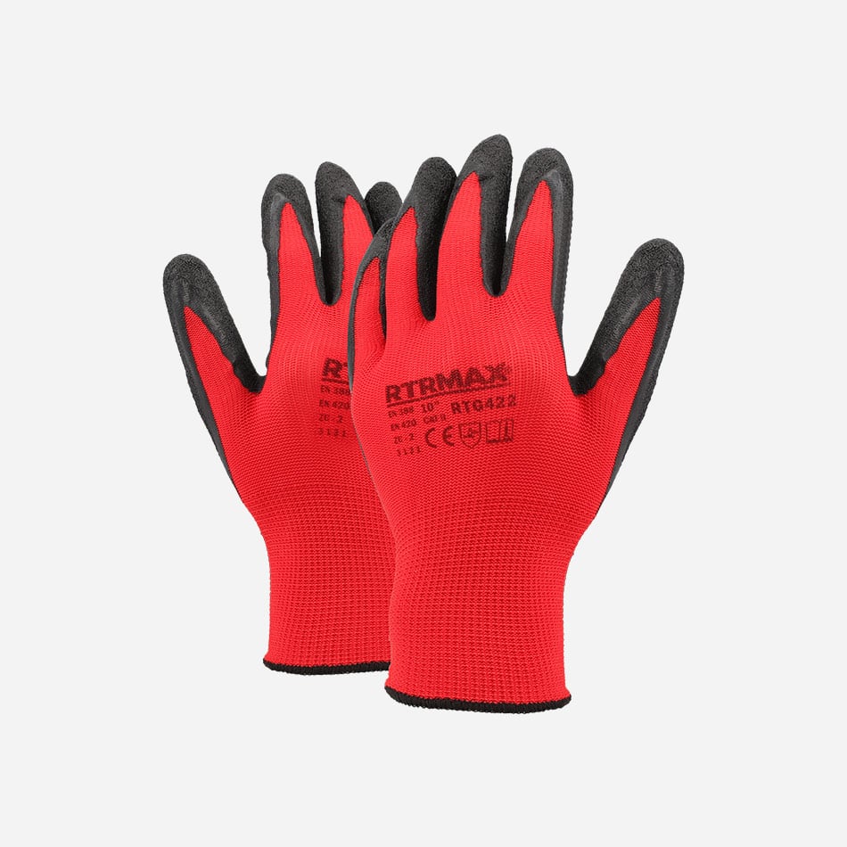 RTRMAX - RTG422 - Black Latex Wrinkle Glove 10 Red Liner 