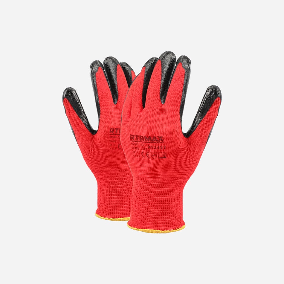 RTRMAX - RTG427 - Nitrile Glove 10 Black Nitrile Red Poly