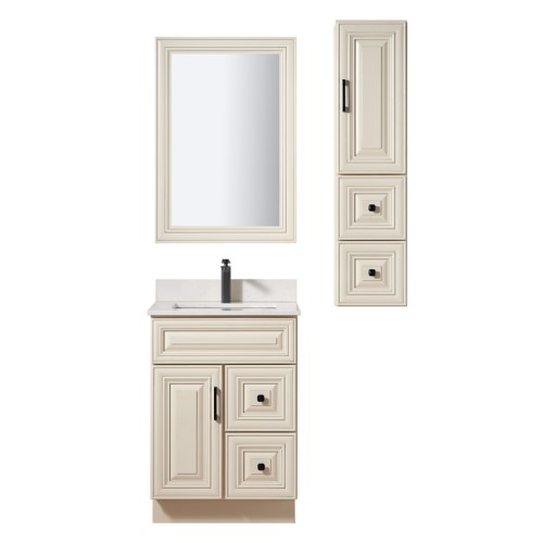 TC Wood Vanity - 24" Ivory White Classic Right Drawers/Left Drawers/Doors Only