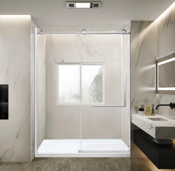 Shower Door Glass - 60" X 72" Silver/Black