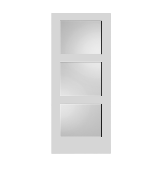 Porte à âme pleine à 3 panneaux (verre givré)